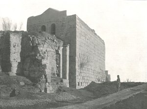 Wieża, z której schodził w koszu św. Paweł, Damaszek, Osmańska Syria, 1895.