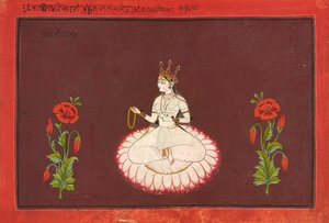 Saraswati, folio z serii Bogini, ca. 1680-1700. autorstwa Wajid