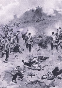Szturm na Redan, ilustracja z brytyjskich bitew lądowych i morskich, 1915 autorstwa Wal Paget
