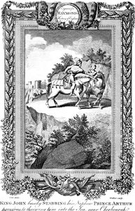 Król Jan 1167-1216 dźgający swojego siostrzeńca, księcia Artura, XIX wiek.