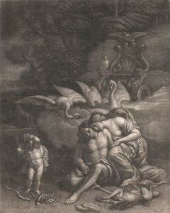 Adonis umiera w ramionach Wenus autorstwa Wallerant Vaillant