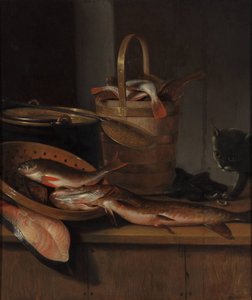 Martwa natura z rybą i kotem, ok. godz. 1650-1660