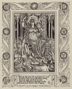 Strona z nowej ilustrowanej edycji Spensera Faerie Queene (zdjęcie czarno-białe) autorstwa Walter (after) Crane