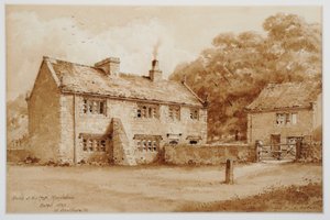 Dom na szczycie wzgórza, Meanwood, ok. 1870 (pióro i tusz) autorstwa Walter Braithwaite