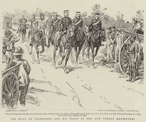 Książę Connaught i jego sztab w New Forest Maneuvers autorstwa Walter Charles Horsley