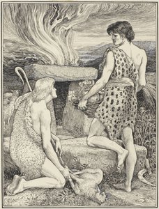Kain i Abel autorstwa Walter Crane (signed by artist)