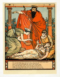 I w dół zapada w sen jak śmierć, z The Blue Beard Picture Book, pub. 1879. autorstwa Walter Crane