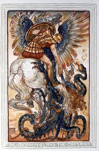 Bellerofont zabija Chimery, ok. 1900 (ilustracja) autorstwa Walter Crane