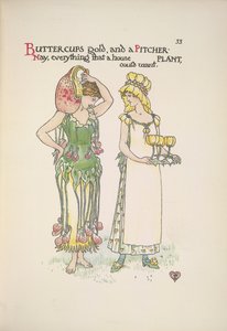 Buttercups złoto i dzban roślina. Dwie młode kobiety autorstwa Walter Crane
