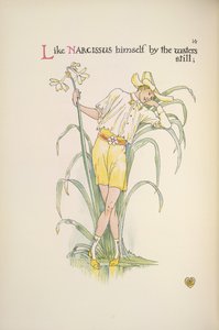 Przy spokojnej wodzie. Młody mężczyzna stojący nad wodą autorstwa Walter Crane