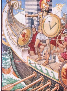 Stał się celem dla każdej strzały, ilustracja z The Story of Greece, lata 30. XX wieku autorstwa Walter Crane