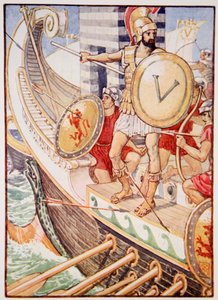 Stał się celem każdej strzały, ilustracja z The Story of Greece autorstwa Mary Macgregor autorstwa Walter Crane