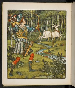Ilustracja do opowiadania Hind w lesie. autorstwa Walter Crane