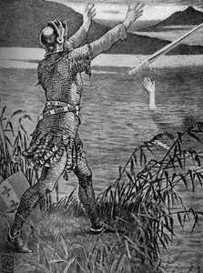Król Artur - Sir Bedivere rzucający Excaliburem. autorstwa Walter Crane