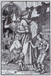 Pani Grundy przestraszona własnym cieniem (lito) autorstwa Walter Crane