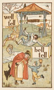 Palavras que rimam terminando na letra L. Um menino com um sino. Uma velha e seu gato. O primer dourado.polonês autorstwa Walter Crane