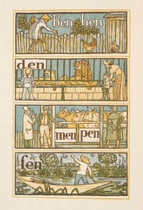 Rymowanie wyrazów kończących się na literę N. Złoty podkład. autorstwa Walter Crane