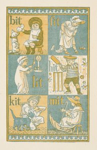 Rymowanie wyrazów kończących się na literę T. Złoty elementarz autorstwa Walter Crane