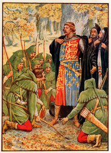 رابین هود او د هغه سړي کنگپولي ته زنګون وهي autorstwa Walter Crane