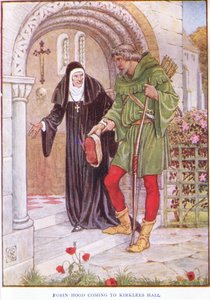 Robin Hood przybywający do Kirkley Hall, ok. 1920 r. autorstwa Walter Crane