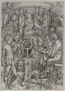 Szkic ilustracji na frontispis do książki "Living English Poets autorstwa Walter Crane