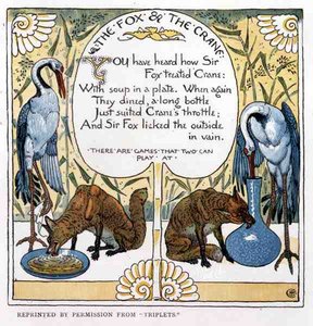 Lis i Żuraw z Trojaczków autorstwa Walter Crane