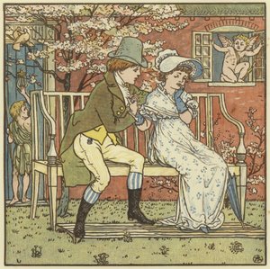 Był mały mężczyzna i zalotywał się w małą pokojówkę autorstwa Walter Crane