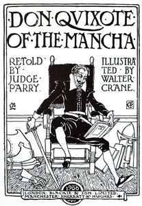 Strona tytułowa XX-wiecznego wydania „Don Kichota”. autorstwa Walter Crane