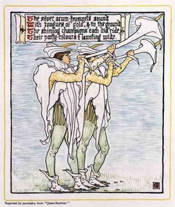 Trębacze z liliami, z Queen Summer autorstwa Walter Crane
