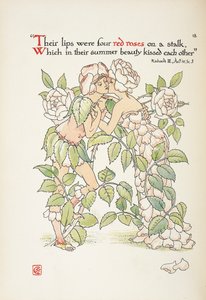 Dwie postacie całujące się przebrane za róże autorstwa Walter Crane