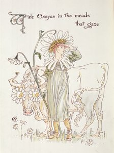 „Dzikie Oxeyes w Miodach, które Spoglądają”, ilustracja do „Uczty Flory, Maska Kwiatów” autorstwa Walter Crane