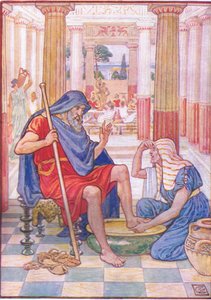 Tak, zaprawdę, ty jesteś Odyseuszem, ilustracja z Historii Grecji, lata 30. XX wieku autorstwa Walter Crane