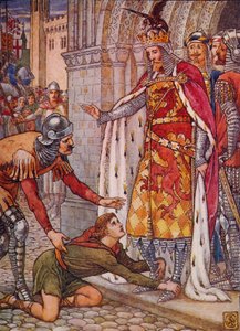 Młody Owen apeluje do króla, 1911. autorstwa Walter Crane