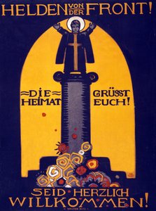 Bohaterowie niemieckiego plakatu I wojny światowej z frontu, Ojczyzna cię wita! Witamy pub. 1915 (litografia kolorowa)
