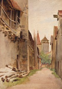 Tylna ulica, Rothenburg (akwarela) autorstwa Walter Frederick Roofe Tyndale