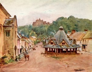 Zamek Dunster i targ przędzy (kolor lito) autorstwa Walter Frederick Roofe Tyndale