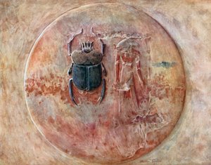 Khnum, Kepr, Ra w grobowcu Setiego I w Tebach (kolorowa litografia) autorstwa Walter Frederick Roofe Tyndale