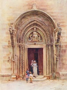 Drzwi do katedry w Curzoli (kolorowa litografia) autorstwa Walter Frederick Roofe Tyndale