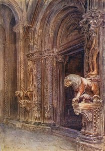 Ganek katedry w Trau (kolorowa litografia) autorstwa Walter Frederick Roofe Tyndale