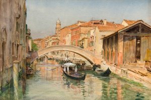 Stara stocznia na Rio del Ognissanti, Wenecja (akwarela) autorstwa Walter Frederick Roofe Tyndale