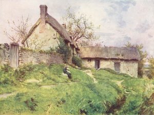 Wessex: Grupa domków w Sutton Poyntz, niedaleko Weymouth (kolorowa litografia) autorstwa Walter Frederick Roofe Tyndale