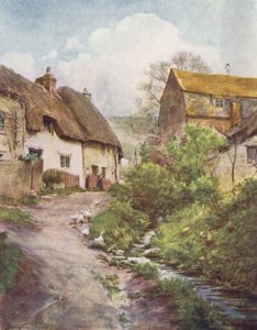 Wessex: Domki młyńskie w Sutton Poyntz, niedaleko Weymouth (kolorowa litografia) autorstwa Walter Frederick Roofe Tyndale