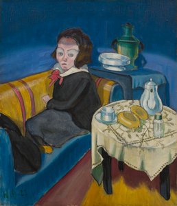 Junge Frau am Tisch (Samowar) autorstwa Walter Gramatte
