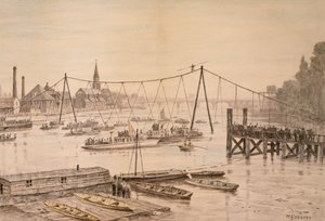 Charles Blondin przekraczający Tamizę po linie, Londyn, przed 1897 r.