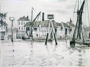 Chelsea Dock (tusz na papierze) autorstwa Walter Greaves