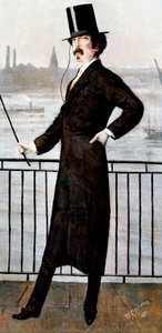 James Abbott McNeill Whistler na spacerze wdowy w swoim domu w Lindsey Row, Chelsea, 1871 autorstwa Walter Greaves