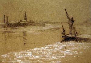 Tamiza w zimie (czarno-białe kredy na papierze) autorstwa Walter Greaves