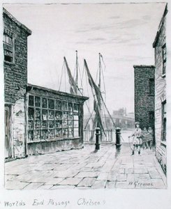 Worlds End Passage, Chelsea (tusz na papierze) autorstwa Walter Greaves