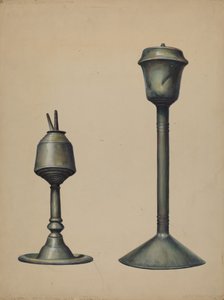 Dwie lampy naftowe, ok. godz. 1938. autorstwa Walter Hochstrasser