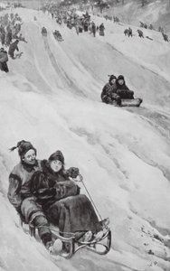 Stok saneczkowy w Kanadzie (litografia) autorstwa Walter Paget